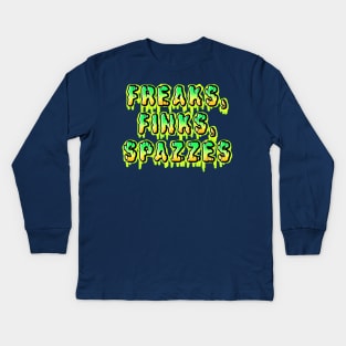 Freaks, Finks, Spazzes - Logo GREEN Kids Long Sleeve T-Shirt